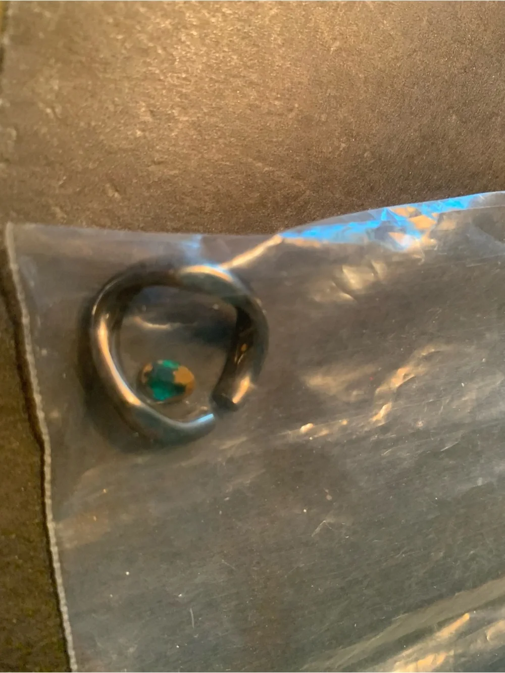 CHANEL Emeralld green metal flower Silver color braceket !